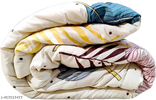 White & Microfiber reversible comforter/blanket for winter, single size bed. Glace cotton outer, microfiber inner, 60x95 inches