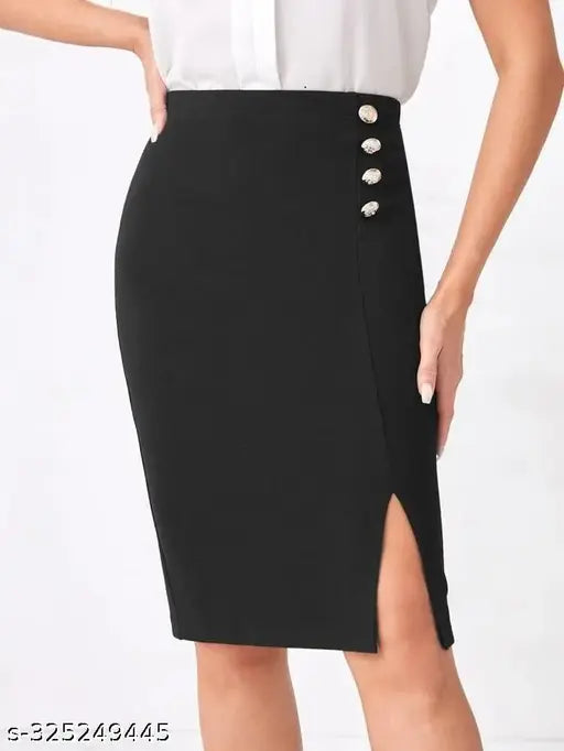 Polyester pencil bodycon skirt for fancy women, solid-colored fashion piece