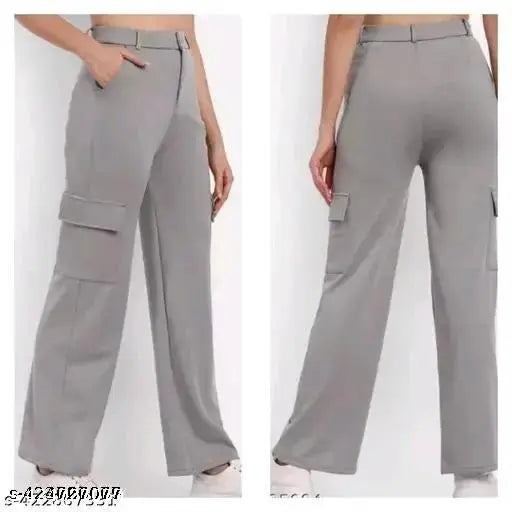 Women's Premium Cotton Four-Pocket Cargo Trousers (Pack of 2), solid color in sizes S-XL