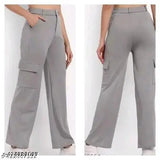 Women's Premium Cotton Four-Pocket Cargo Trousers (Pack of 2), solid color in sizes S-XL
