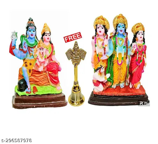 Marble Shiv idols home decor showpiece, 3-inch bell included, premium quality Indian artifacts