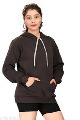 Flying Figer Women's Cotton Fleece Hoodie, long sleeves, solid pattern, hooded neck, ideal for girls and women