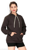Women's fleece hoodie, cotton sweatshirt with cap and kangaroo pocket, ideal for light to regular fit, India origin