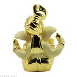 Ceramic Silver Plated Terracotta Pagdi Ganesha Statue, 8x6cm, Indian handcrafted religious idol for home decor or car dashboard