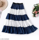 Multicolor rayon colorblocked net skirt, free-size and comfortable for light occasions