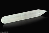 Polished round selenite crystal wand for Reiki healing energy, handcrafted Indian Feng Shui showpiece