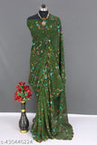 Colorful georgette kalamkari animal print saree with samosa lace design, free size, India origin