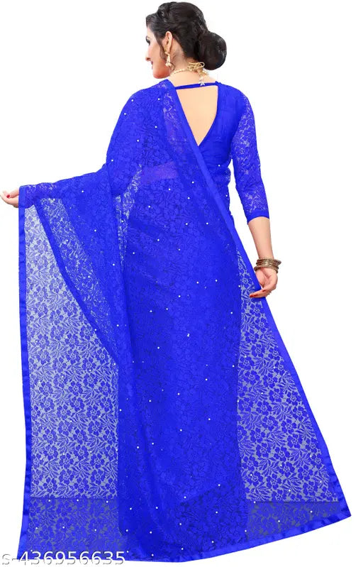 Embellished net Rasal saree 307 with running blouse, attractive Indian attire for parties and events