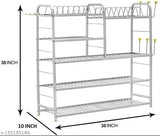 Stainless steel 5-layer kitchen rack, 30x30 inch utensils dish rack with plate and cutlery stand - Modern kitchen storage solution from AKAYA CREATIONS