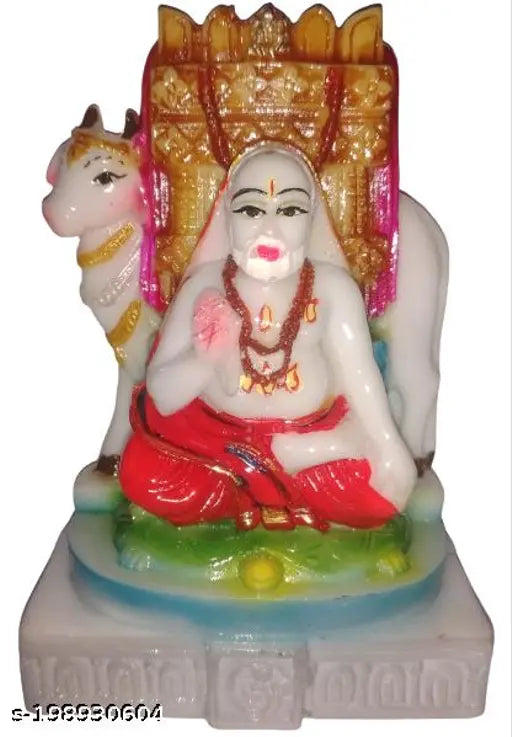 Poly Resin, 14cm high SRI Ragavendra Idol from Manthralayam, Indian religious figurine on display