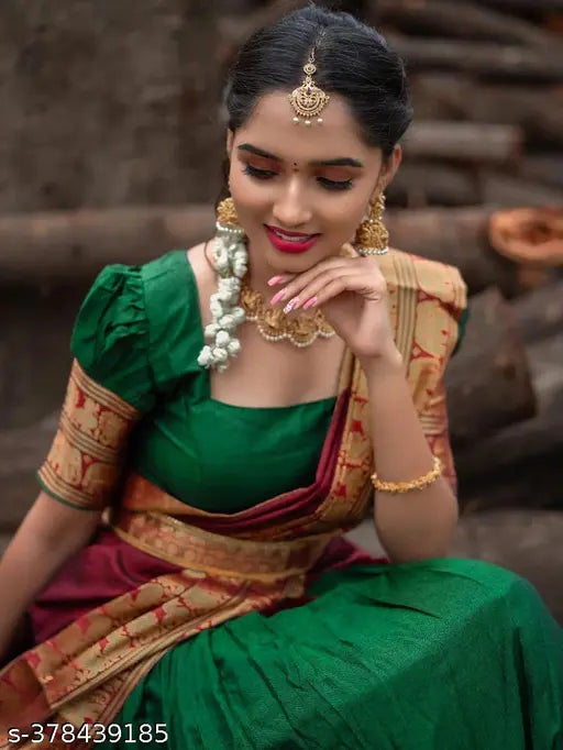 Silk blend unstitched narayanpet lehenga for girls (3.5m lehenga, 1m blouse, 2.25m dupatta) Indian traditional wear for young girls
