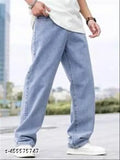 Denim baggy jeans for men, India-made straight leg in loose fit, durable denim trousers for casual urban style