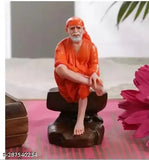Sai Baba polyresin idol, 45-inch Indian deity figurine with smooth finish, home decor or personal temple use