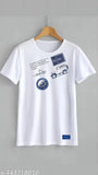 Premium round cotton-blend T-shirt with printed design, short sleeves, unique article from India