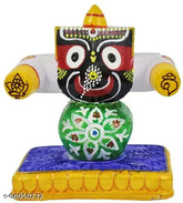 Multicolor 9cm Real Craft Lord Jagannath Ceramic Statue, Indian decorative religious idol for car dashboard or home/office décor