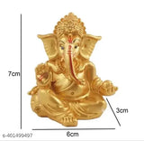 Handcrafted Resin Matte Gold Ganesha Statue for Home Temple, Office, or Car - Perfect gift, symbolizing wealth, health, and happiness