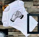 White printed polyester men's round neck t-shirt, short sleeves, high-quality Indian make
