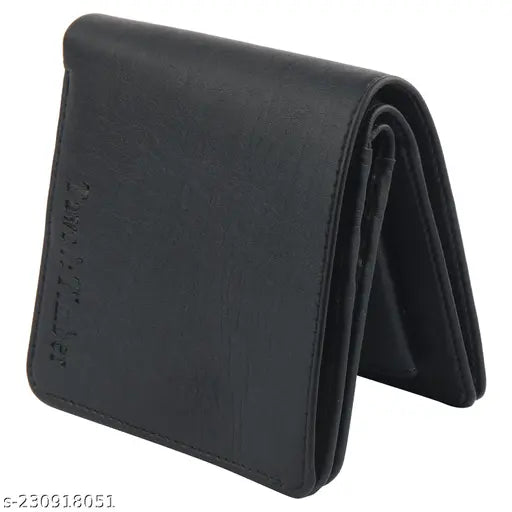 Tan faux leather bifold wallet for men, compact design with ID window, coin pocket, and multi-card slot - stylish accessory for modern gentlemen