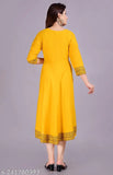 Mustard solid rayon Anarkali for women, perfect for regular wear, Indian-inspired design, stylish and comfortable