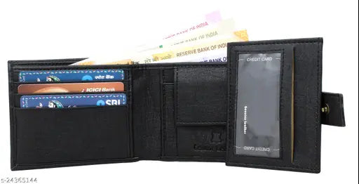 Leather casual modern men's wallet, free size (10cm x 10cm), compact yet spacious design