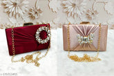 Synthetic clutch purse for women, free size (9x4in), 2 compartments, elegant accessory from India