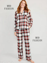 Mod Fashion checked premium export surplus flannel night suit in soft cotton blend - Women's cozy winter loungewear