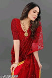 Fashionable net saree for women's/girls, self-design pattern, ideal for festive, traditional, or party wear, free size, Indian origin