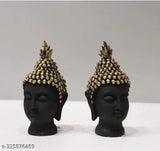Handcrafted Poly Resin MORATER Head Buddha Statue pair (India), 5cm x 12cm x 4cm, peaceful home decor showpiece