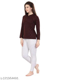 Polka-print cotton blend women's long sleeves t-shirt, sweet touch design with straight hem and pull-on closure. Made in India (M, 38 in bust; L, 40 in bust; XL, 42 in bust; XXL, 44 in bust)
