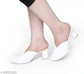 Patent leather, synthetic block heel mule sandals for women and girls - trendy office wear with comfortable soles