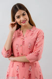 Printed rayon Anarkali kurti for women & girls, three-quarter sleeves, Indian fashion trend