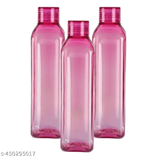 Unbreakable multicolor leak-proof plastic water bottles, ideal for kids and adults, food grade quality for refrigerator use. Set of 3