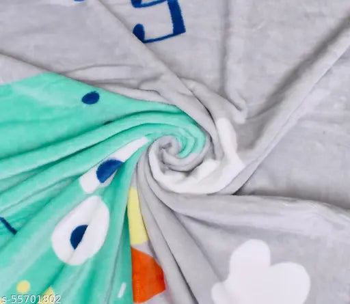 Grey woolen single layer mink blanket, ultra-soft and lightweight for newborn baby, kids, toddlers (100x140cm)