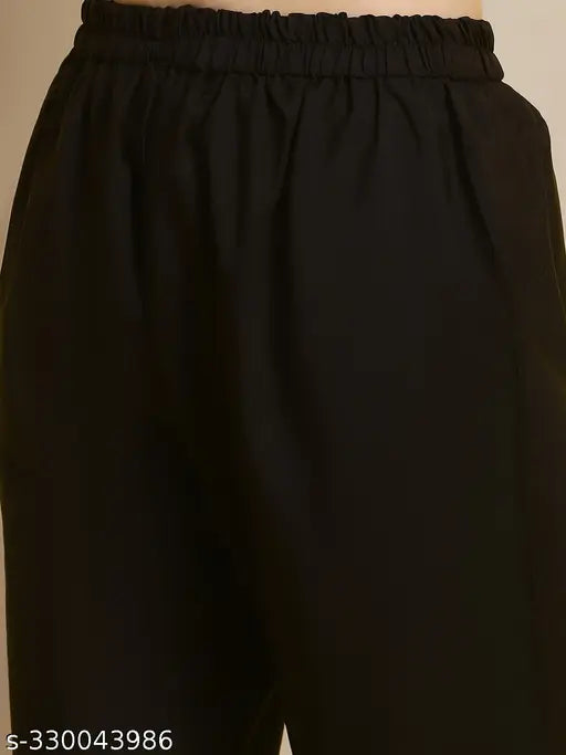 New pure crepe black-checked kurta set with palazzos, micro printed Indian kurta for women, best for casual wear