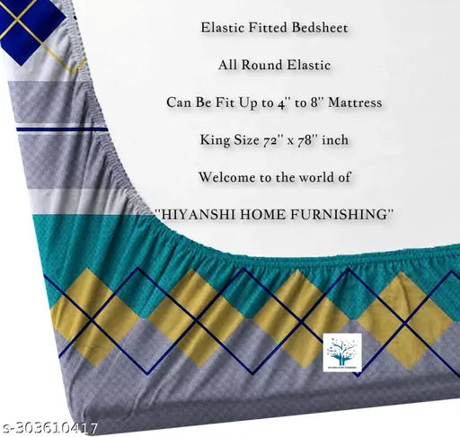 White Glace Cotton double size fitted bedsheet, 72x78 (7 inch drop) with 2 pillow covers, ideal for 4-8 inch mattresses. Breathable, wrinkle-free, superfine premium brushed cotton for a soft and comfortable sleep