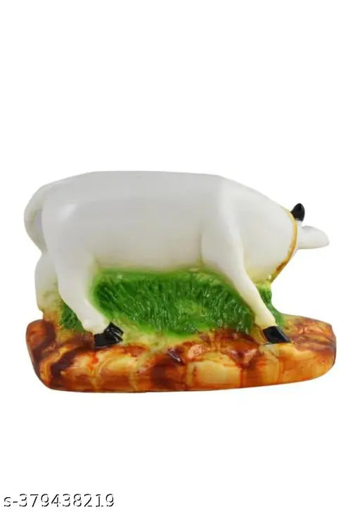 Multicolor Polyresin Kamdhenu Cow and Calf Statue, intricate figurines for home decor or puja temple