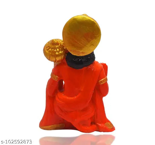 Orange Marble Dust Hanuman Idol Statue by Sulpto Mania, Durable Vastu-compliant home decor item (2.5 inches)