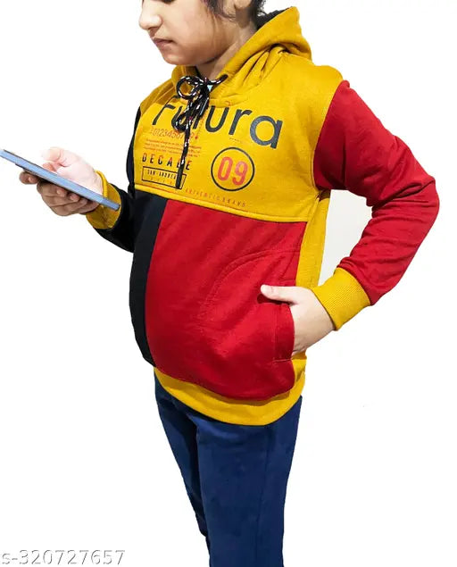 Unisex kids winter fleece hoodies, self-design cotton, breathable comfort for all seasons