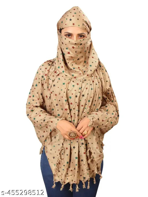 Pure cotton summer protection scarf with bandhani print, dual-layer full face cover for sun and skin safety