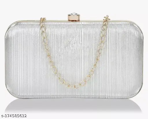 Solid canvas & leather free size rose gold sparkling women's clutch from India