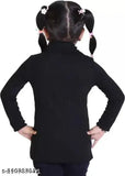 Kids black high neck wool sweater for winter, soft and gentle long sleeve turtleneck