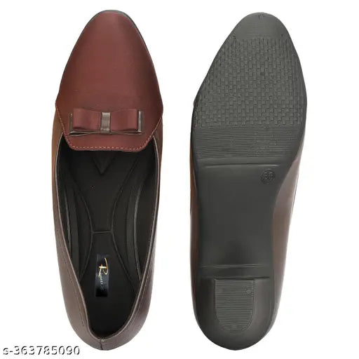 Colorblocked PU ballerinas with stylish block heel bellies, Indian origin, slip-on design (IND-4, IND-5, IND-6, IND-7)