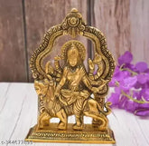 Brass handicraft Durga MATA idol, 11 cm x 11.5 cm x 10 cm, Indian deity showpiece for home or office during Navratri festival
