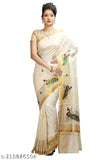 Attractive cotton zari saree, Indian kasavu saree with zari work, traditional Indian attire