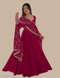 Indian Georgette Maxi Dress - Solid Long-Sleeved XXL