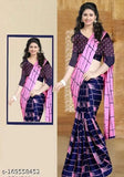 Chiffon checked saree with printed net blouse, single free size, Indian origin