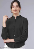 Solid long-sleeve stylish shirt for women, XS (34in bust), made in India