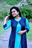 Rayon double layer flare kurti with 3/4 sleeves, printed combo, M (Bust Size: 38in), India