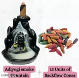 Indian poly resin LORD SHIVA FOOG incense holder, 10cm x 11cm x 8cm with 15 free backflow incense cones