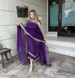 Georgette embroidered Indian party wear, sleeveless salwar suit with dupatta - vibrant, elegant & fashionable